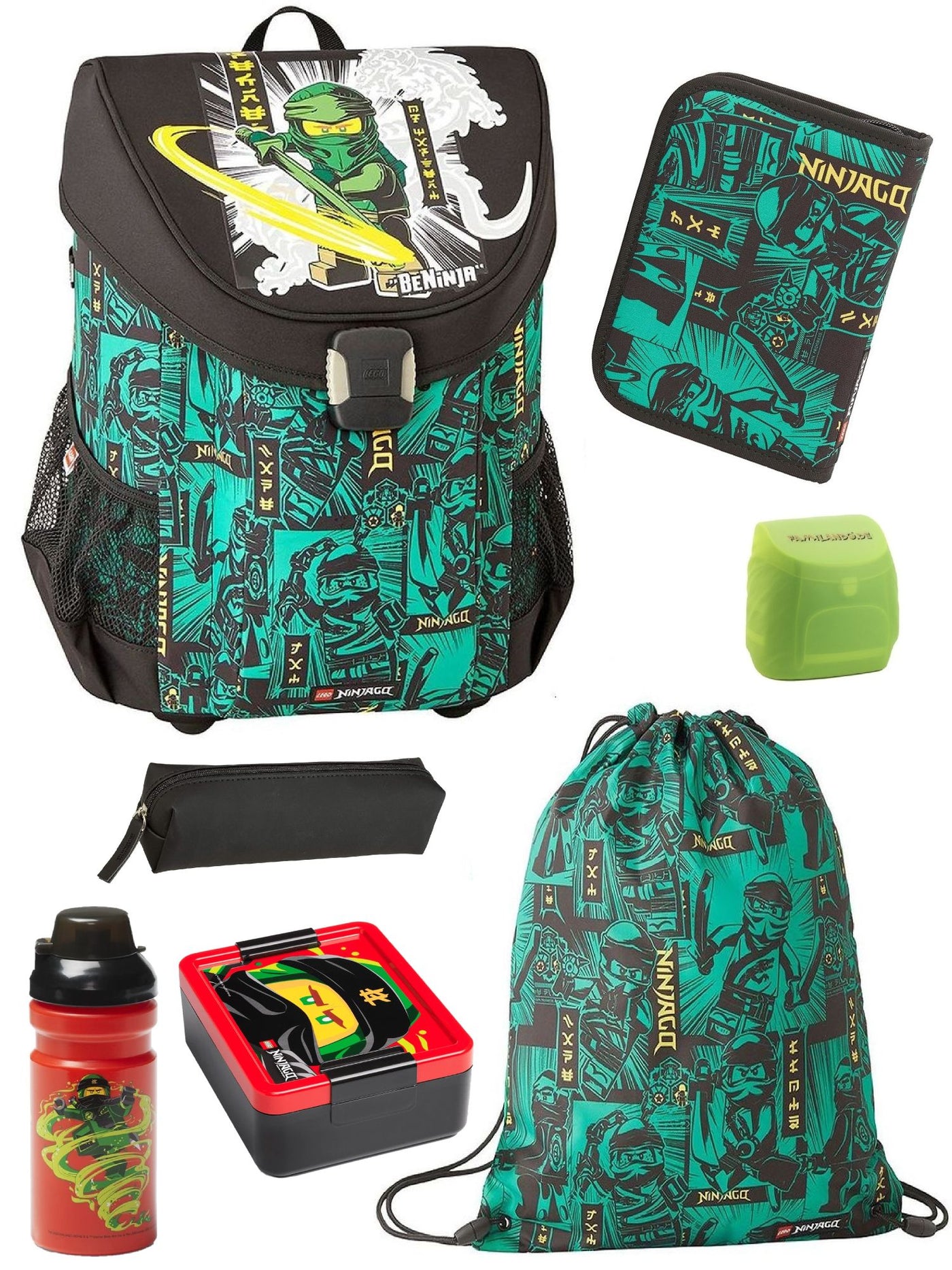 Lego Ninjago Schulranzen Set Easy Green, Lloyd grün - Ninja Schultasche ab 1. Klasse