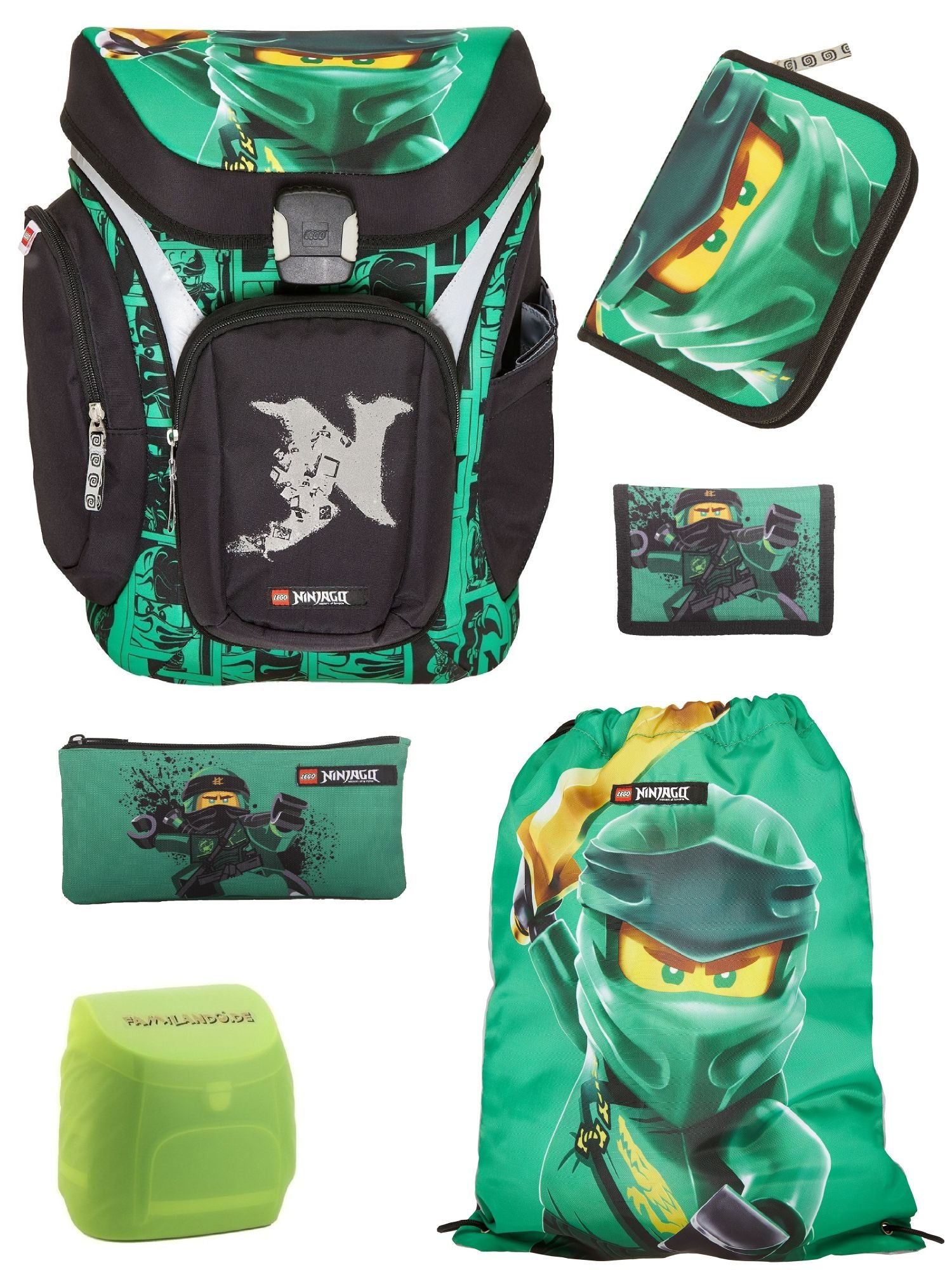 Lego Ninjago Schulranzen Set für Jungen und Mädchen mit Federmappe und Turnbeutel