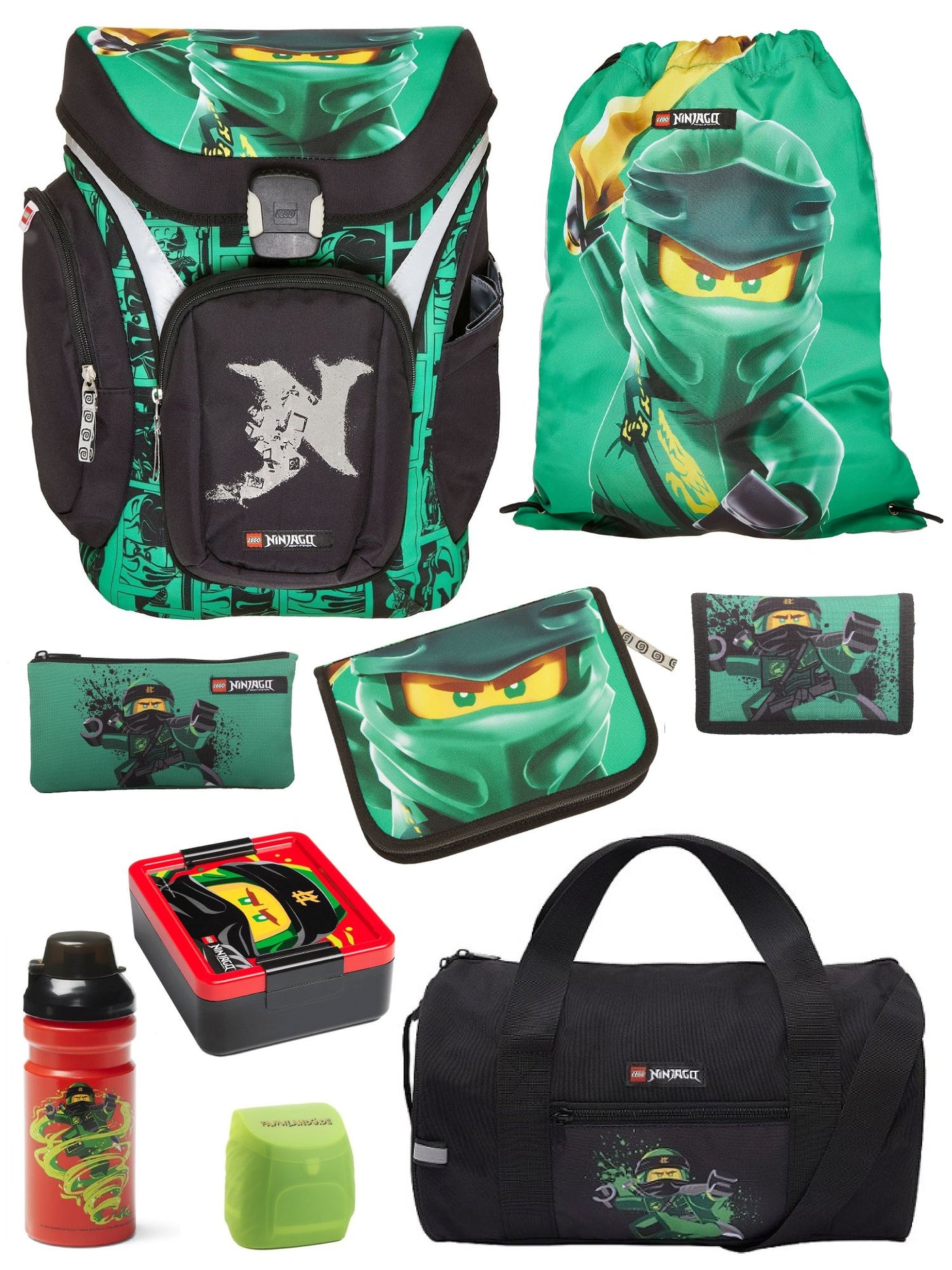 Lego Ninjago Schulranzen für Jungen und Mädchen im Set 9tlg mit Sporttasche