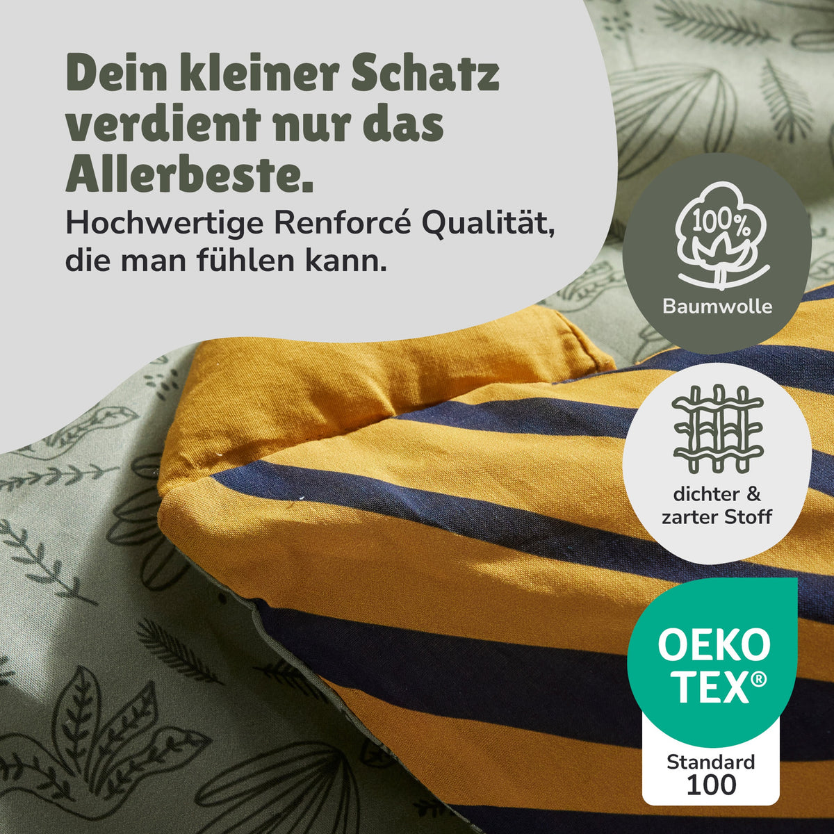 Infotafel Material 100% Baumwolle und Renforcé Qualität