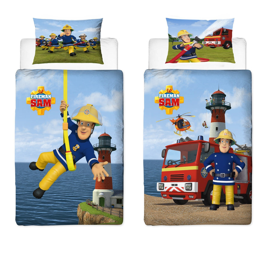 Feuerwehrmann Sam Babybettwäsche Set 2-teilig - 100x135 40x60 cm aus 100% Baumwolle - Reißverschluss, Hell, Maschinenwäsche, Öko-Tex