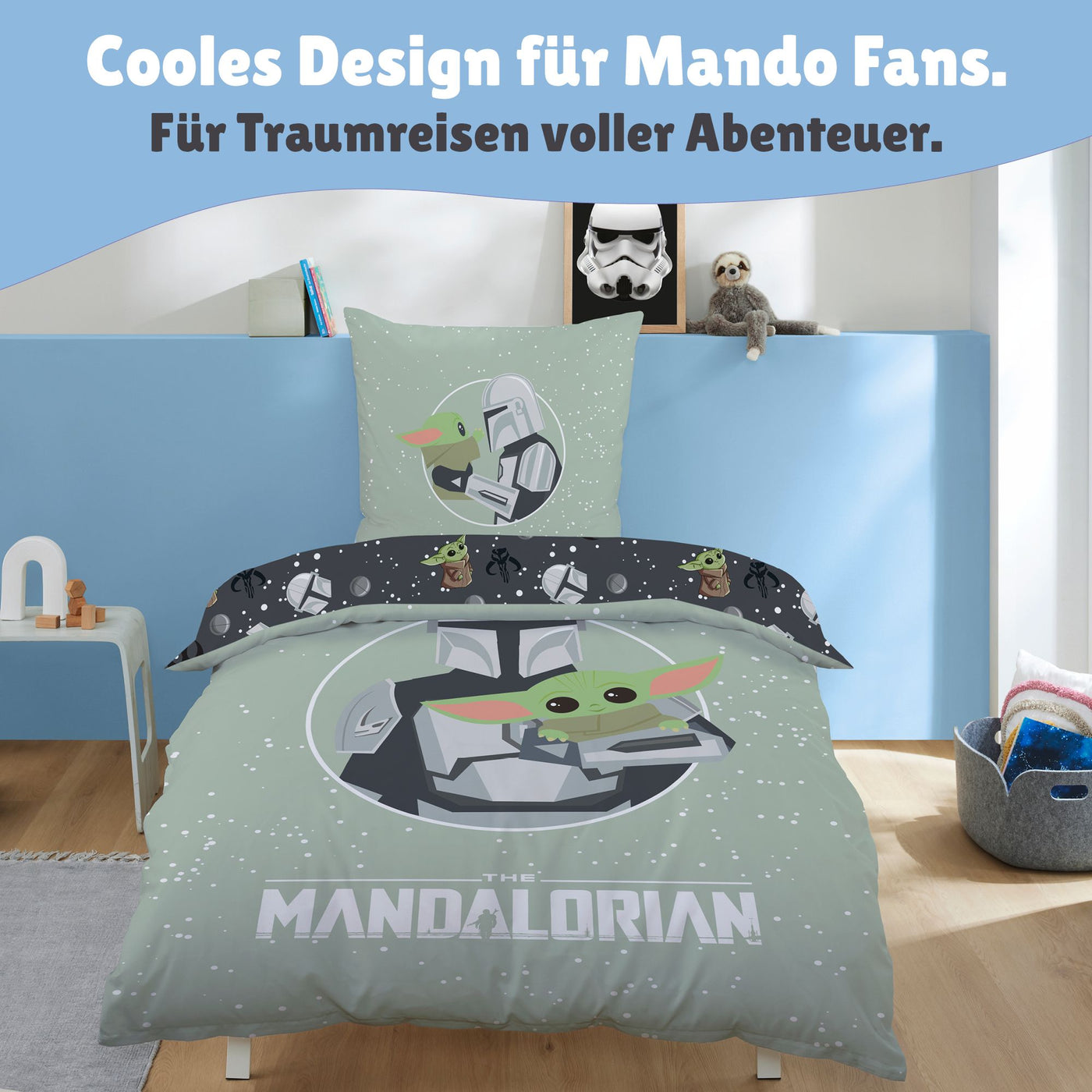 Star Wars Bettwäsche "Mandalorian" 135x200cm 80x80cm 100% Baumwolle Renforcé mit Reißverschluss