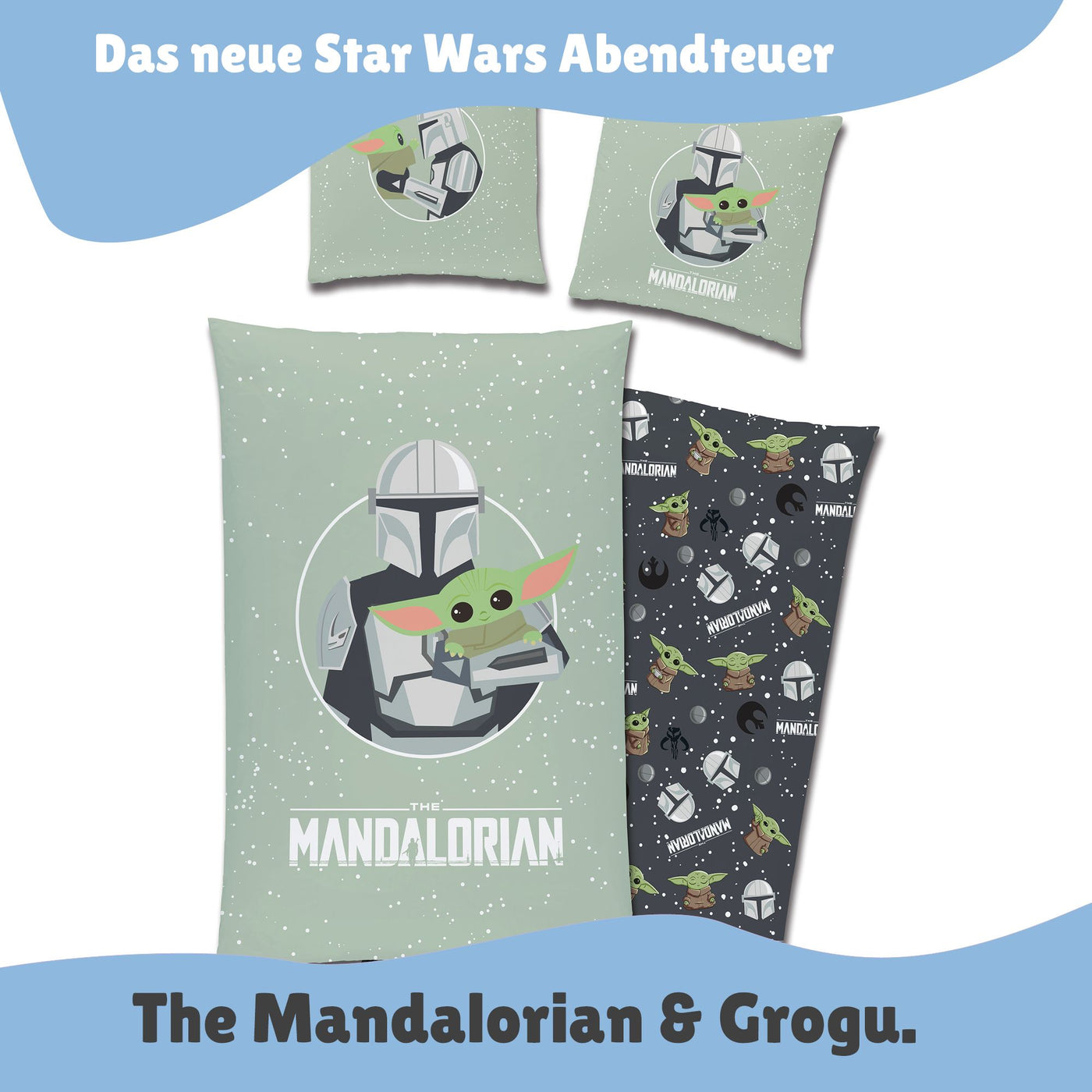 Star Wars Bettwäsche "Mandalorian" 135x200cm 80x80cm 100% Baumwolle Renforcé mit Reißverschluss