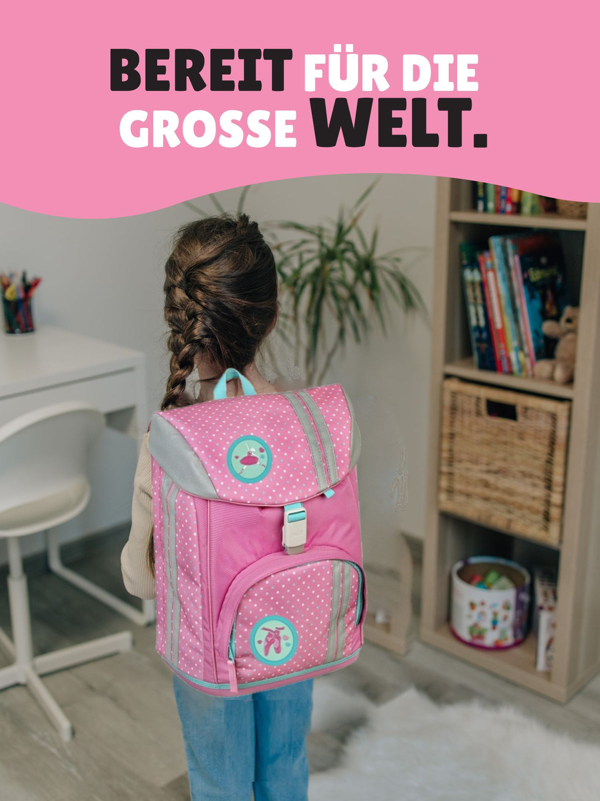 Mädchen Schulranzen Set 1. Klasse Scooli ergonomischer, leichter Schulrucksack mit Motiv Klettis