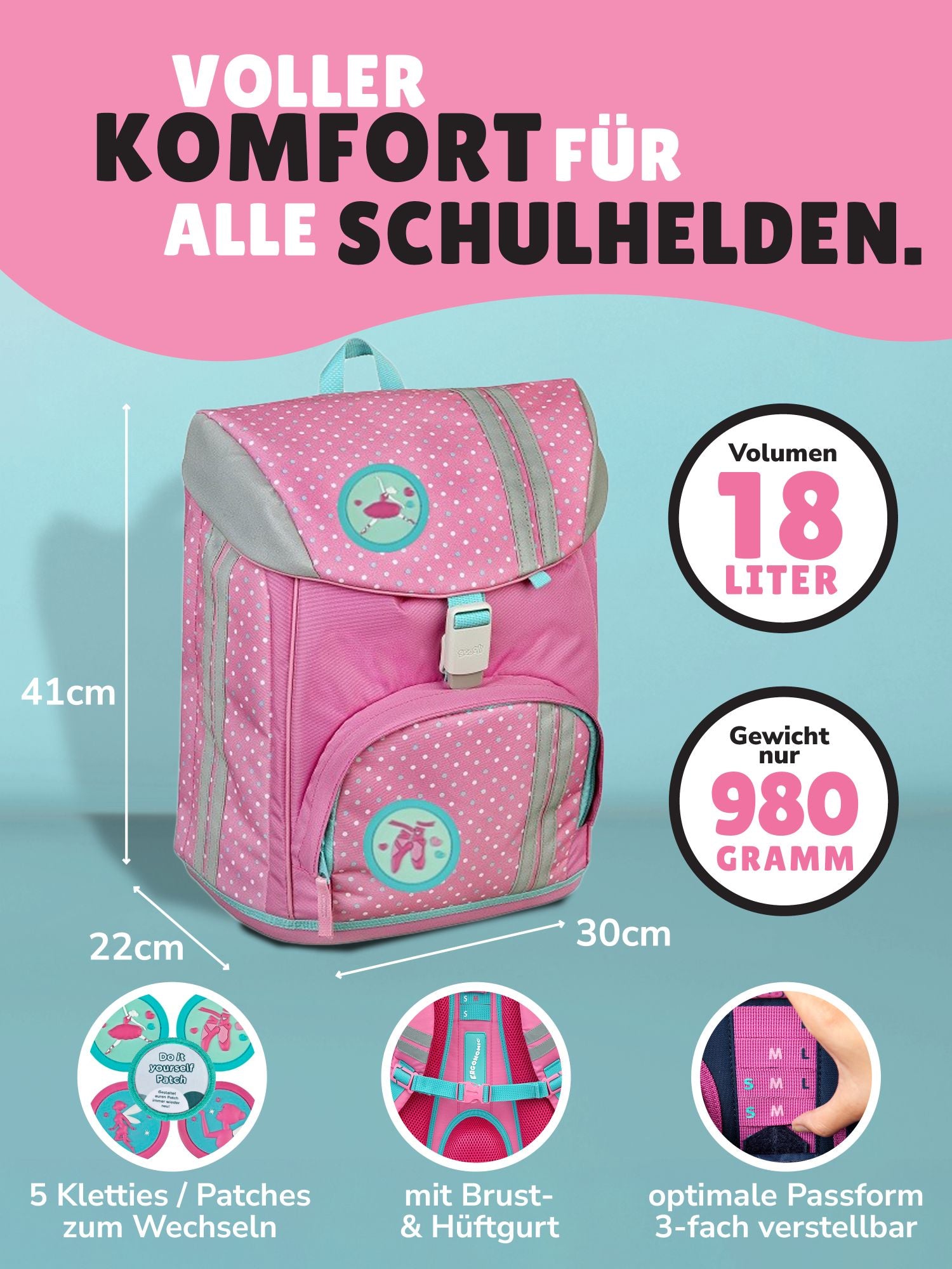 Scooli Flexmax Schulrucksack Ballerina Vorderansicht