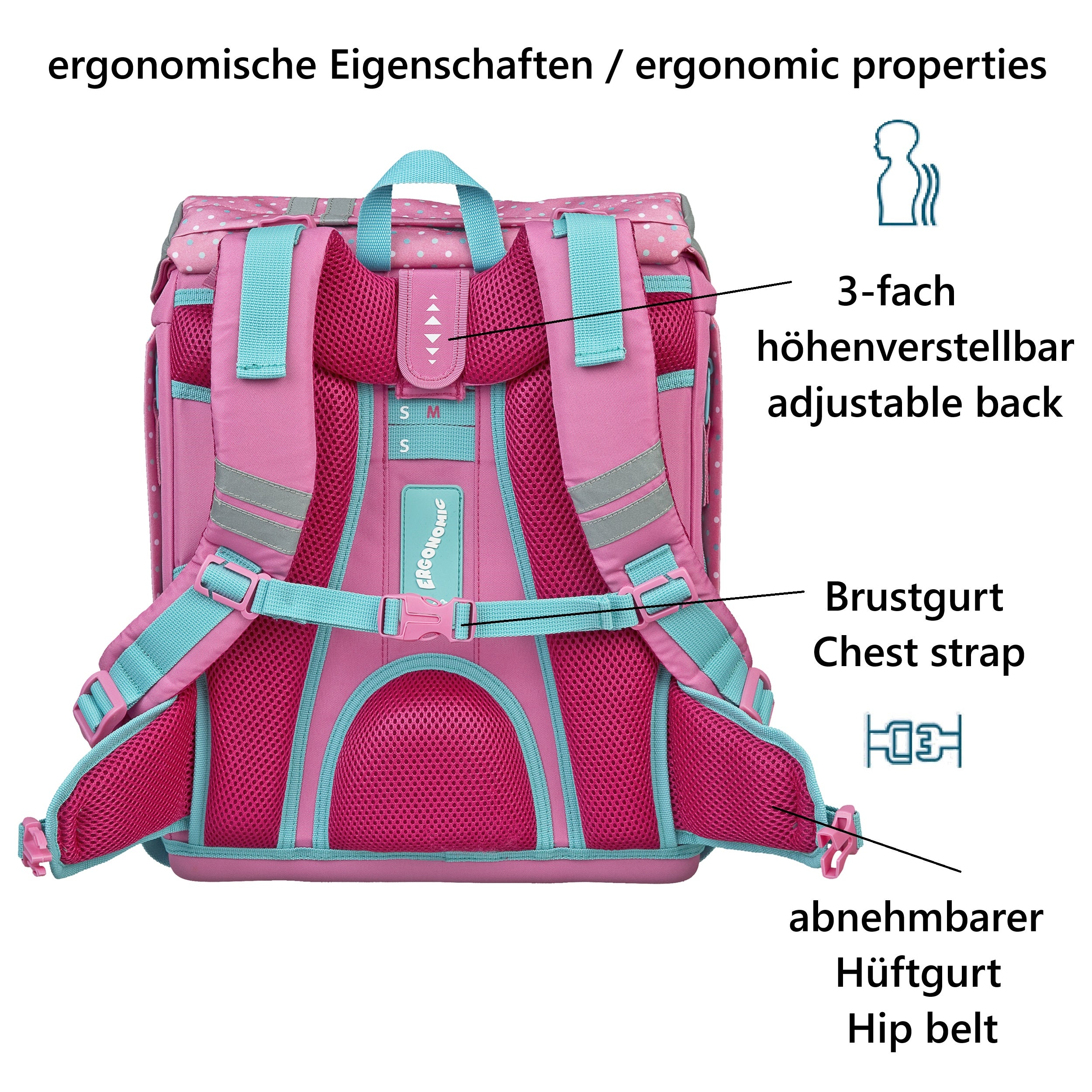 Rucksack höhen-verstellbar 1. bis 5. Klasse Grundschule 5 6 Jahre