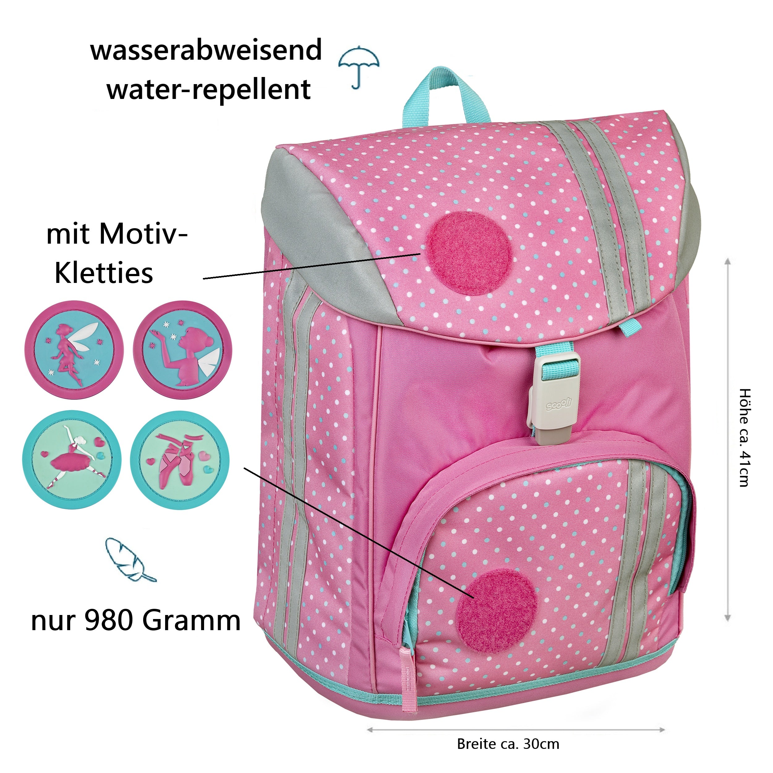 Scooli ergonomischer leichter Schulrucksack für Mädchen 1. Klasse