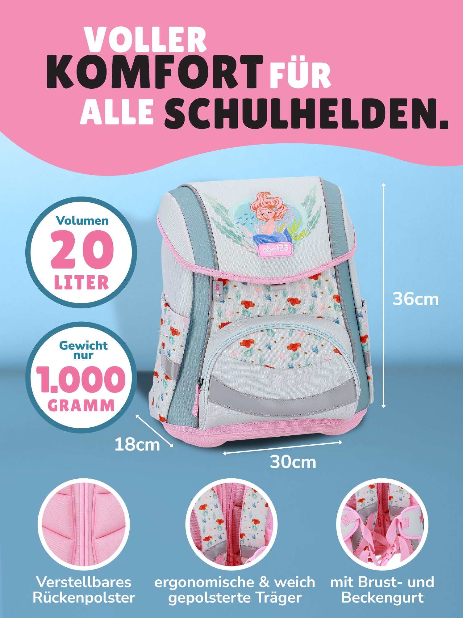 ergonomischer Tornister verstellbar - wächst mit