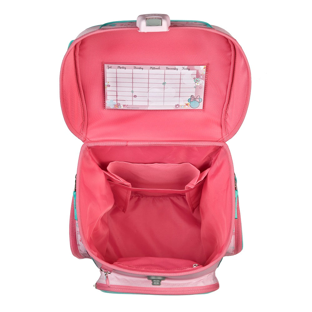 Innenansicht Scooli Schultasche geräumig rosa Futter mit Innenaufteilung für die Grundschule