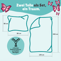 Infotafel Lieferumfang des 2-teiligen Sets bestehend aus Deckenbezug 135x200 cm und Kissenbezug 80x80 cm