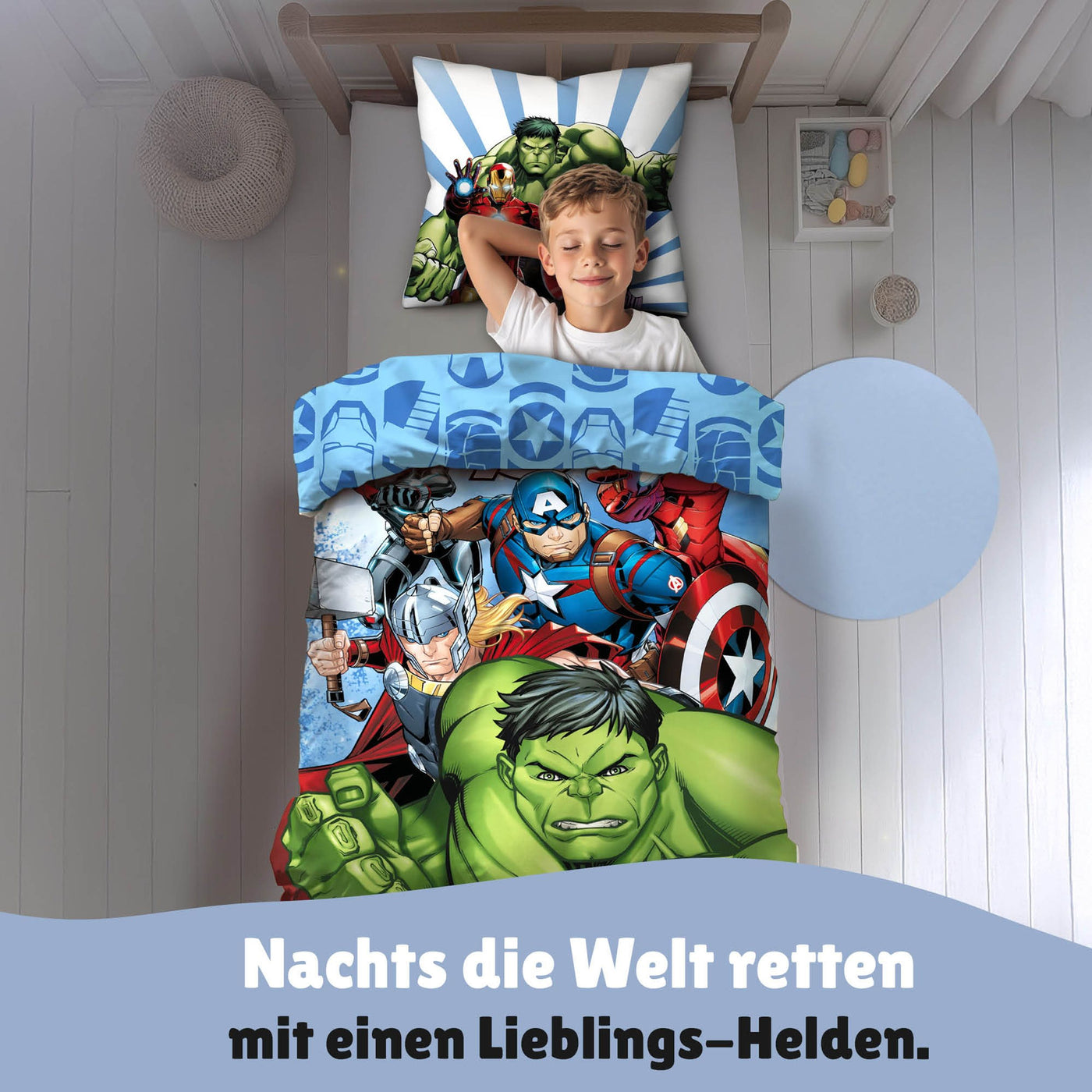 Avenger Bettwäsche Set 2-teilig 135x200 80x80 cm - Renforcé Bettwäsche aus 100% Baumwolle mit Reißverschluss - Öko-Tex zertifiziert