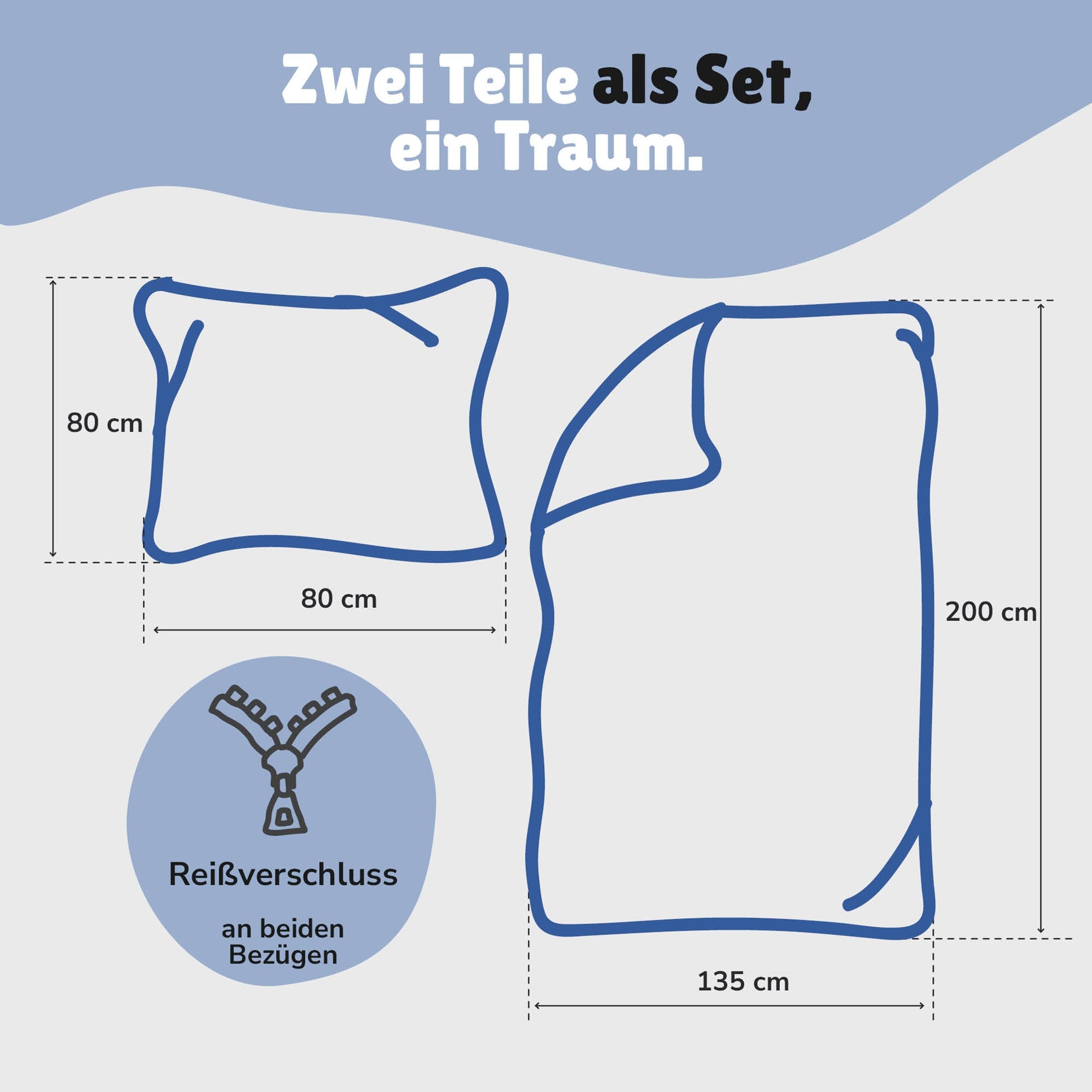Avenger Bettwäsche Set 2-teilig 135x200 80x80 cm - Renforcé Bettwäsche aus 100% Baumwolle mit Reißverschluss - Öko-Tex zertifiziert