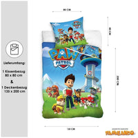 Rückseite Paw Patrol Biber Bettwäsche für Jungen und Mädchen mit allen Charakteren 135x200 cm