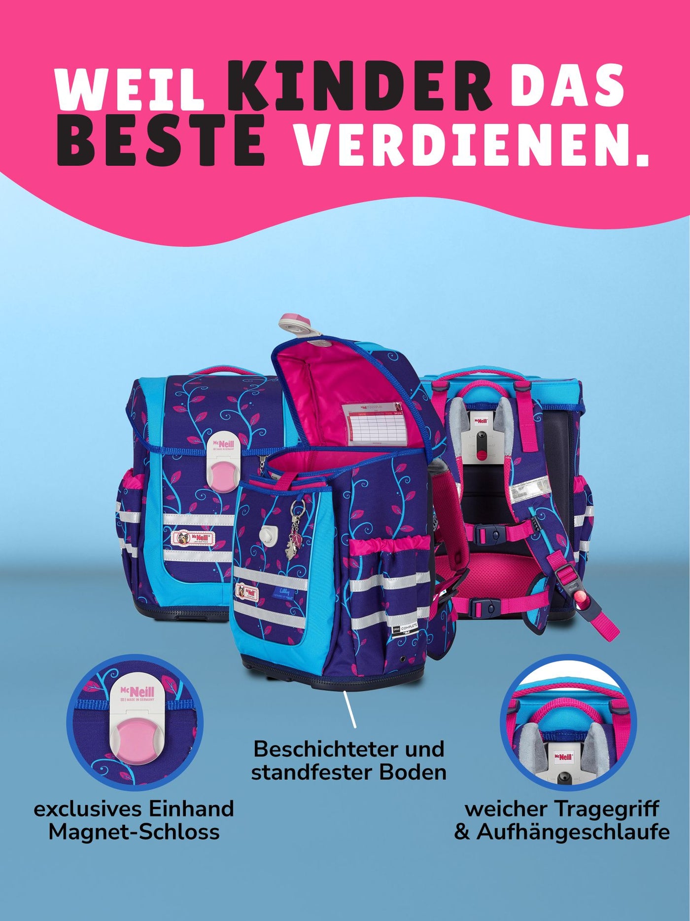 ergonomischer Tornister Schulranzen mit Magnet Schloss