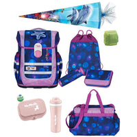 McNeill Schulranzen Set Ergo Complete Ocean mit Sporttasche und Delfine Schultüte