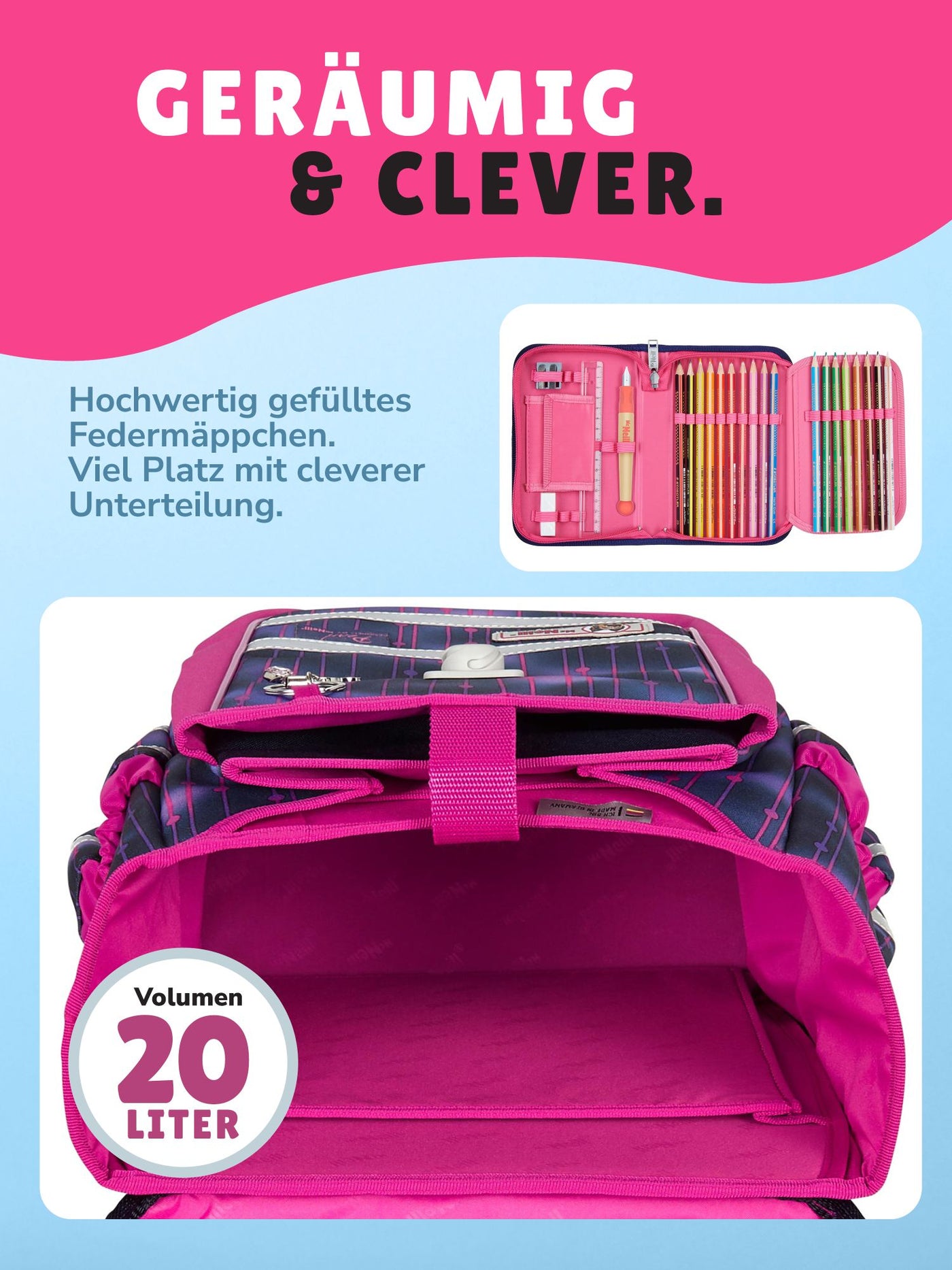 McNeill Schulranzen Ergo Complete Pearl in Rosa Violett Lila Mädchen Schultasche ab 1. Klasse