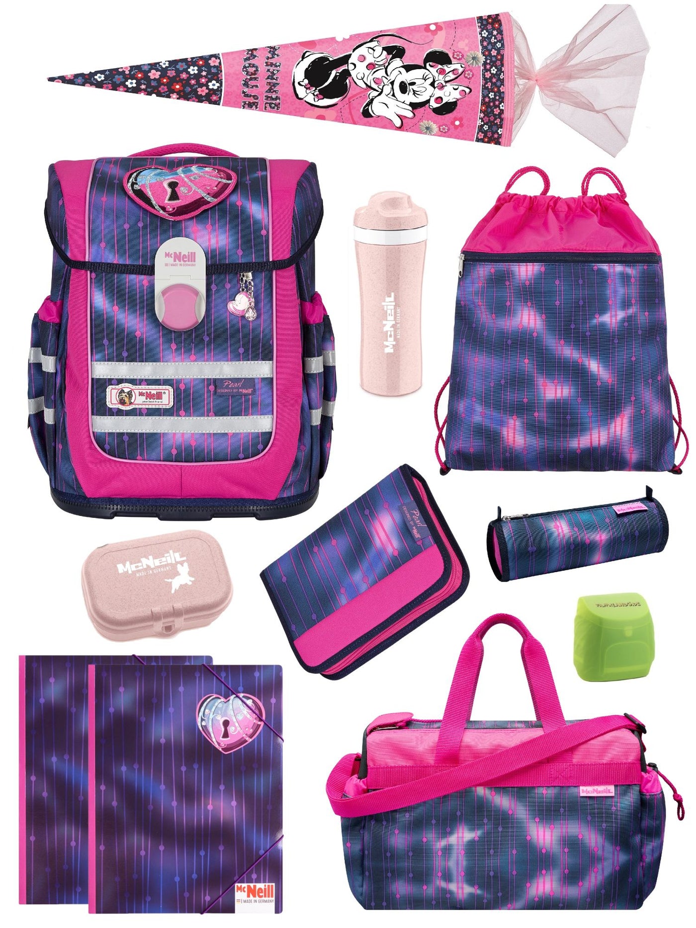 McNeill Schulranzen Ergo Complete Pearl in Rosa Violett Lila Mädchen Schultasche ab 1. Klasse