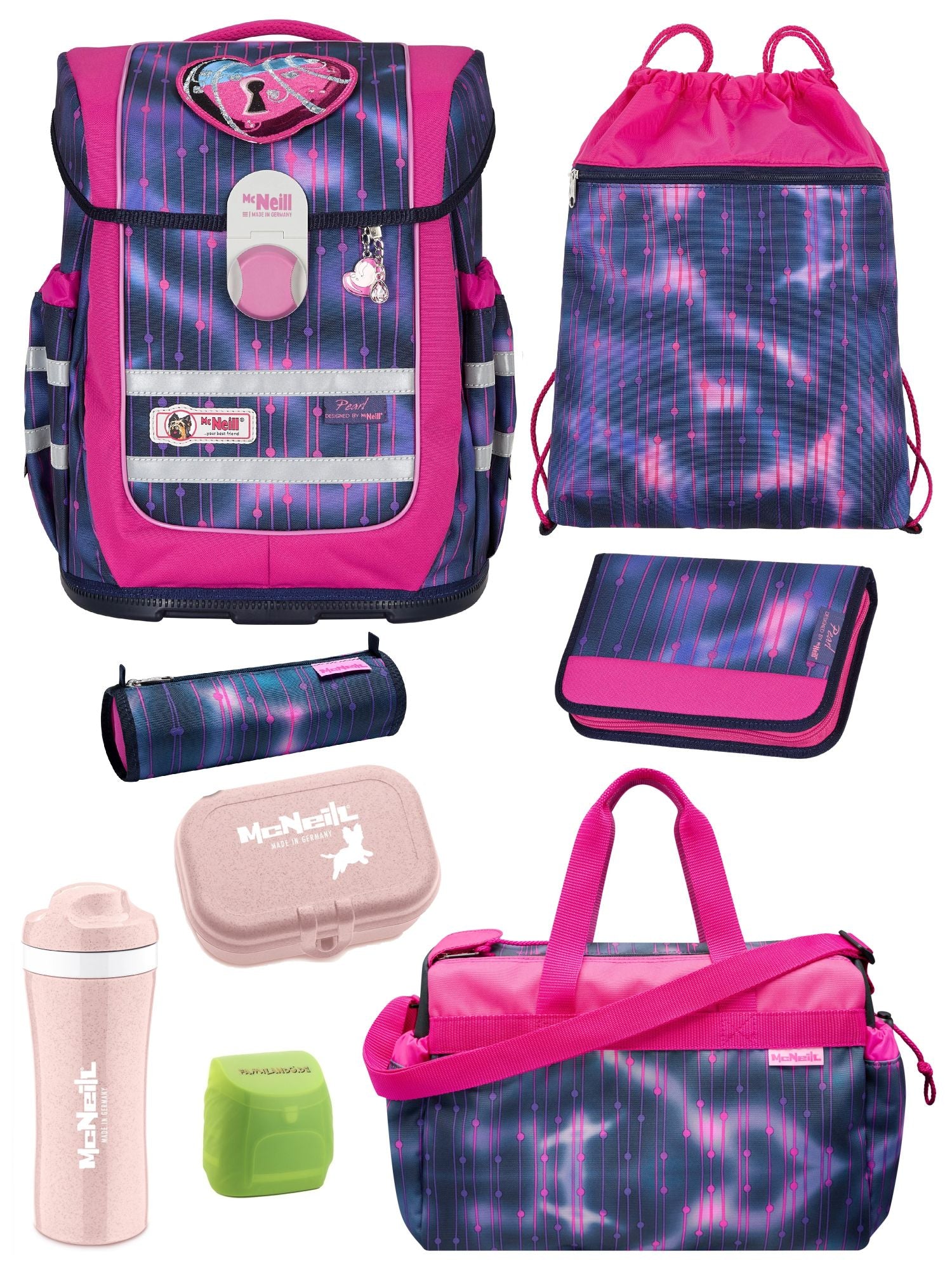 McNeill Schulranzen Ergo Complete Pearl in Rosa Violett Lila Mädchen Schultasche ab 1. Klasse