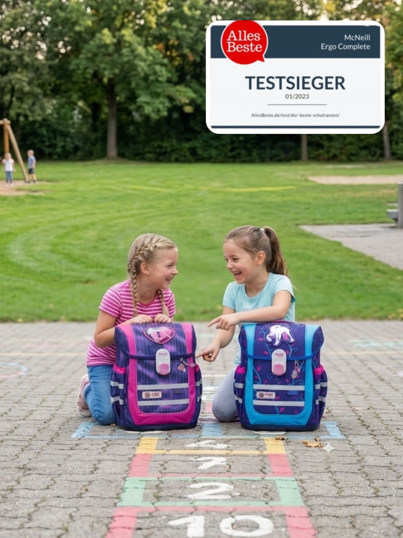 McNeill Schulranzen Ergo Complete Pearl in Rosa Violett Lila Mädchen Schultasche ab 1. Klasse