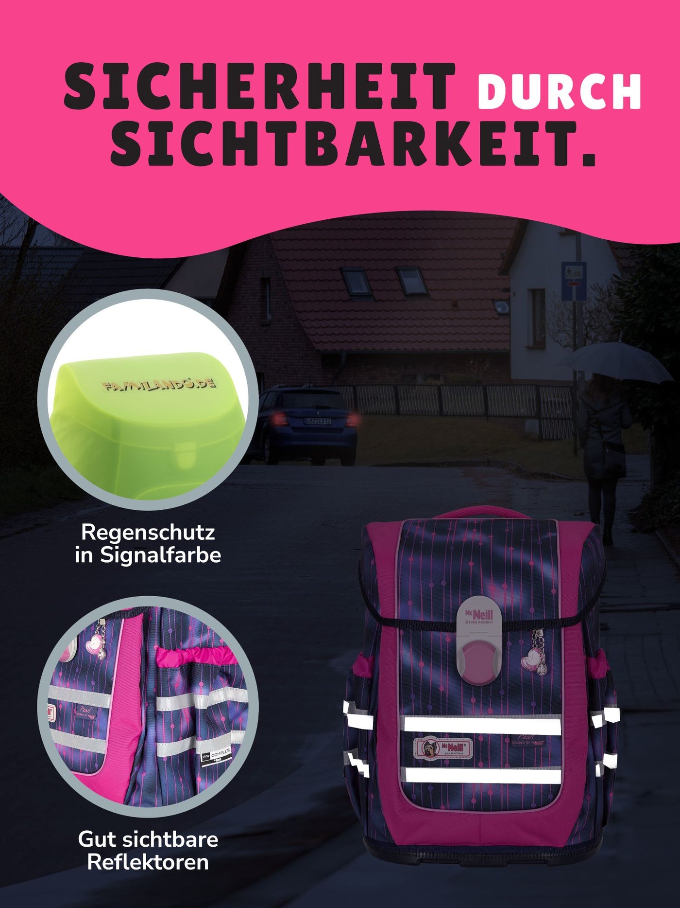 McNeill Schulranzen Ergo Complete Pearl in Rosa Violett Lila Mädchen Schultasche ab 1. Klasse