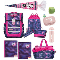 Pink Lila Schulranzen von McNeill im 5-teilige Set mit Motivmagnet, Federmappe, Schlamperrolle und Turnbeutel