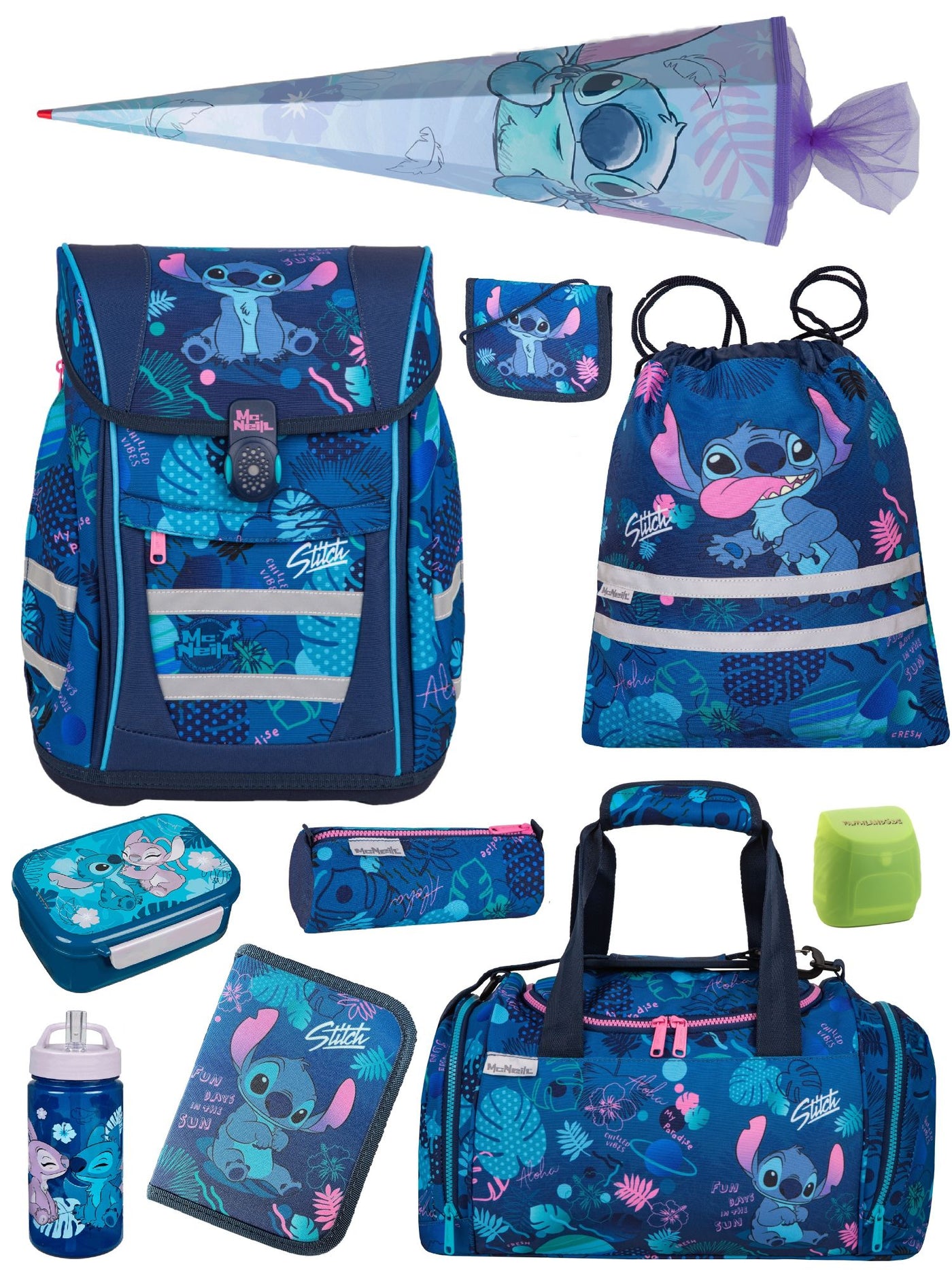 McNeill Ranzen-Set DISNEY STITCH Schulranzen Set für Mädchen ab der 1. Klasse