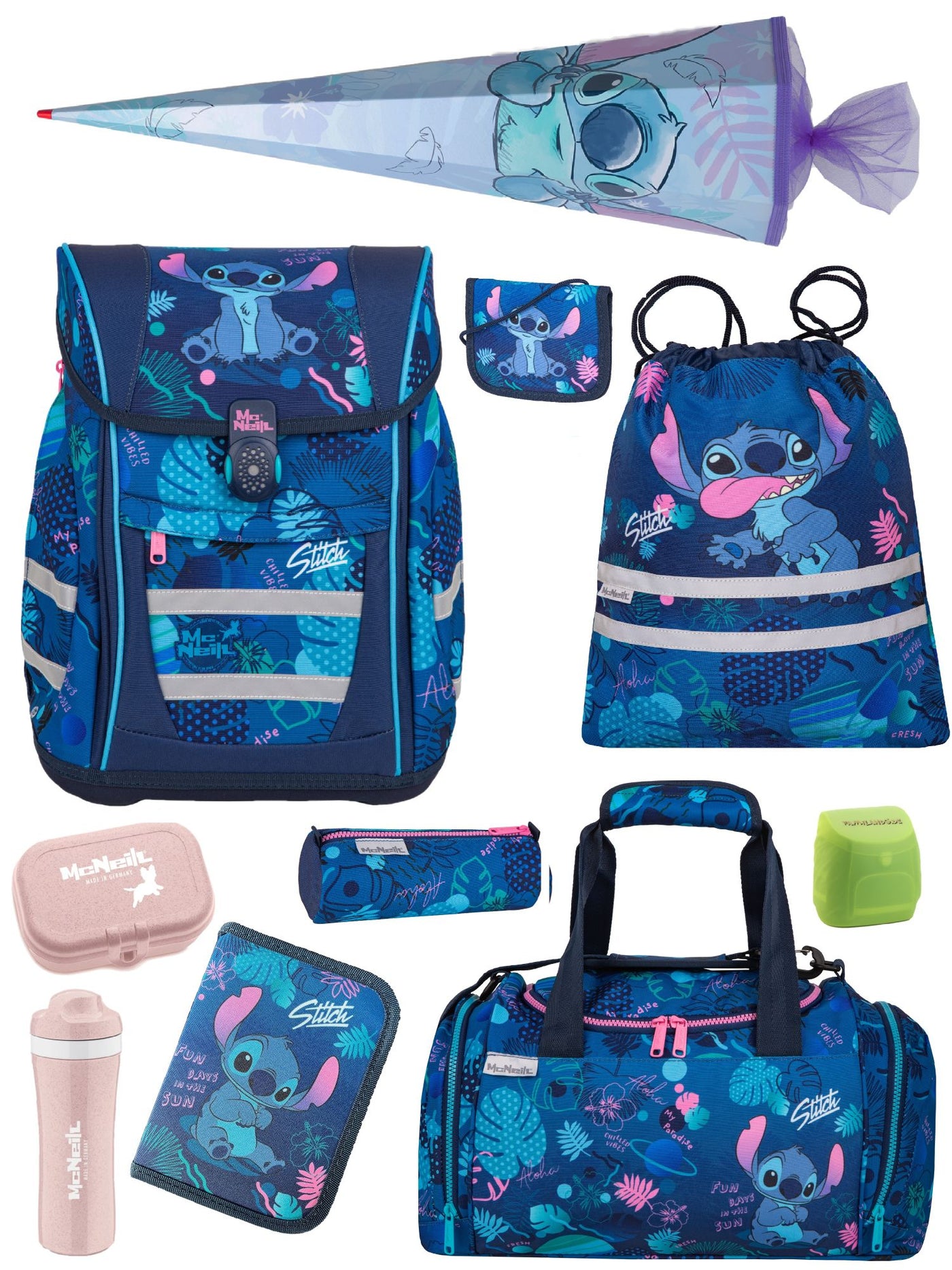 McNeill Ranzen-Set DISNEY STITCH Schulranzen Set für Mädchen ab der 1. Klasse