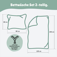 MEXX Bettwäsche unisex gestreift 135x200 80x80 cm aus 100% Baumwolle in Linon Qualität mit Reißverschluss Ganzjahresbettwäsche (grün / salbei)