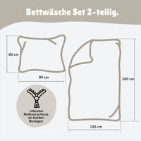 MEXX Bettwäsche unisex gestreift 135x200 80x80 cm aus 100% Baumwolle in Linon Qualität mit Reißverschluss Ganzjahresbettwäsche (braun / beige)