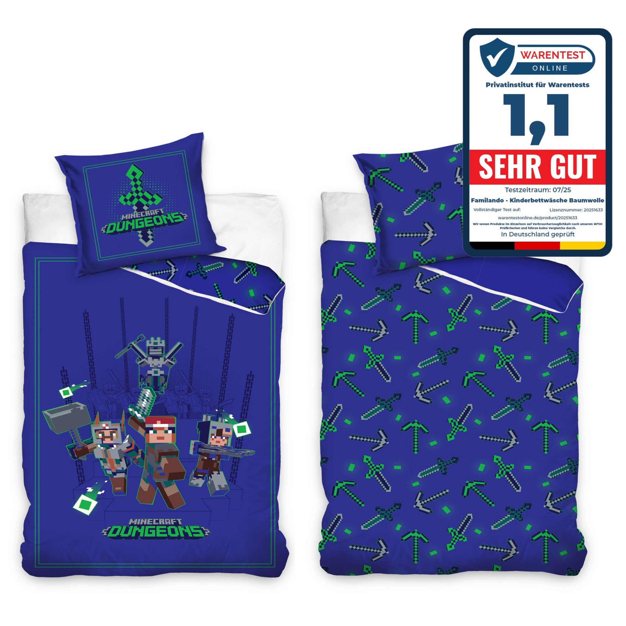 Infotafel Note Warentest Online 1,1 für Baumwoll Bettwäsche von Familando