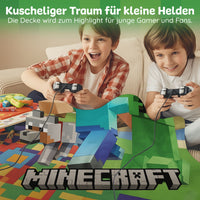 Infotafel Material und Waschhinweise der Minecraft Kuscheldecke