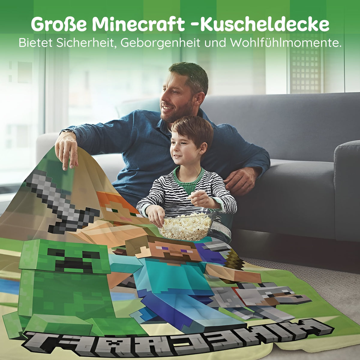 Größe der Minecraft Decke 160 x 200 cm