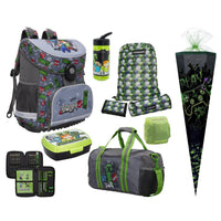 Minecraft Schulranzen Set Komplett-Set für die 1. Klasse · Ergonomische Schultasche Leicht und Kompakt inkl. großer Sporttasche