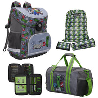 Minecraft Schulranzen Set Komplett-Set für die 1. Klasse · Ergonomische Schultasche Leicht und Kompakt inkl. großer Sporttasche