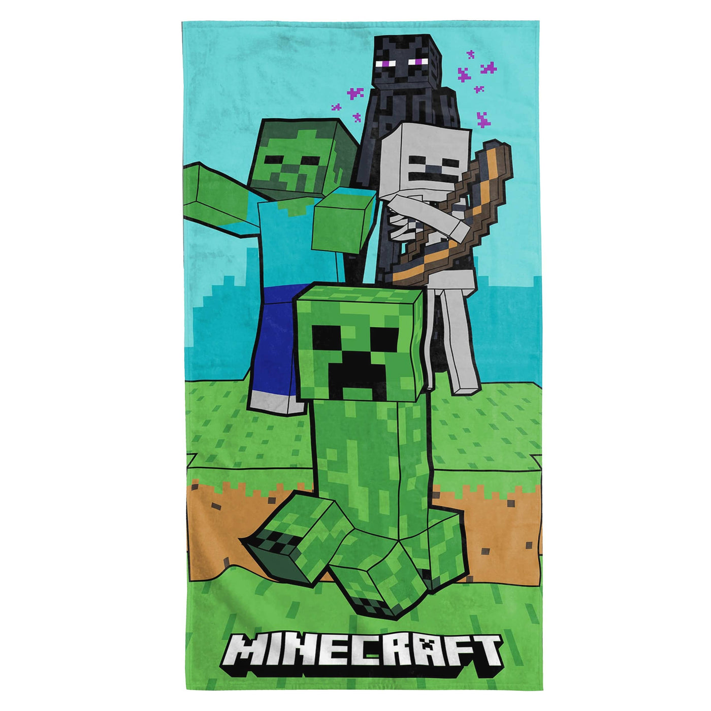 Minecraft Strandtuch Handtuch für Jungen 70x140 cm Duschtuch Badetuch aus 100% Baumwolle für Freizeit und Daheim
