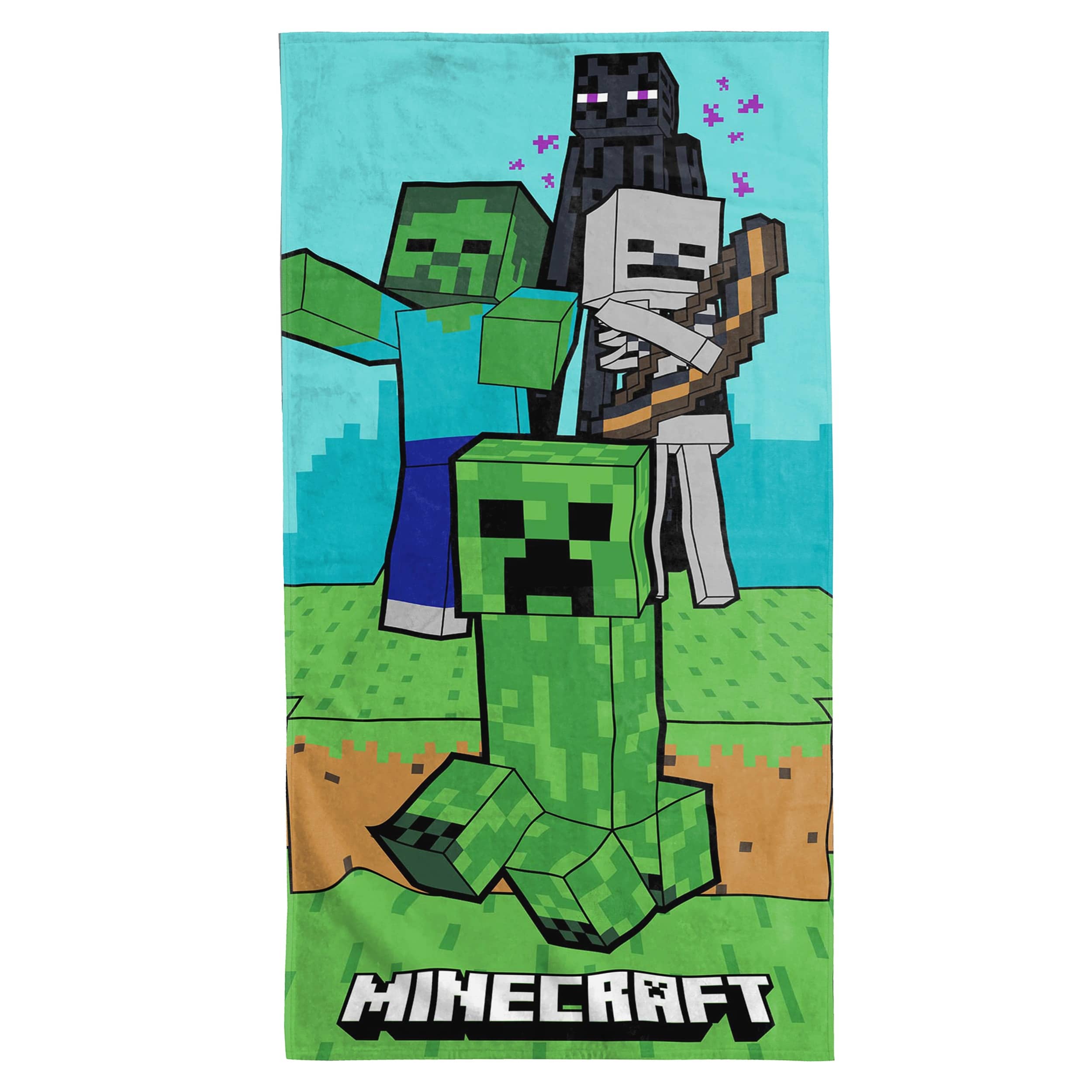 Minecraft Strandtuch Handtuch für Jungen 70x140 cm Duschtuch Badetuch aus 100% Baumwolle für Freizeit und Daheim