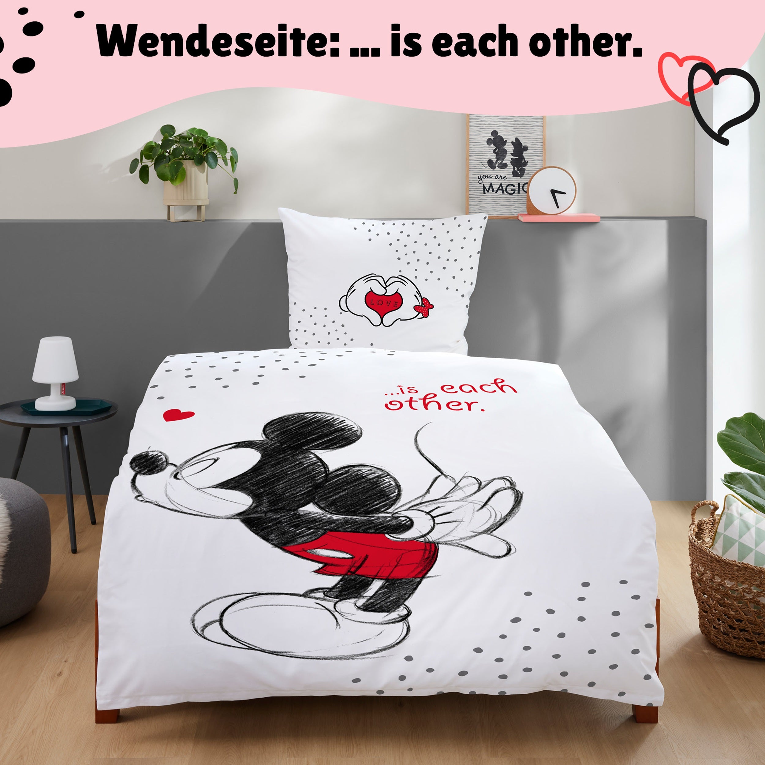 Rückseite Partnerbettwäsche mit Minnie