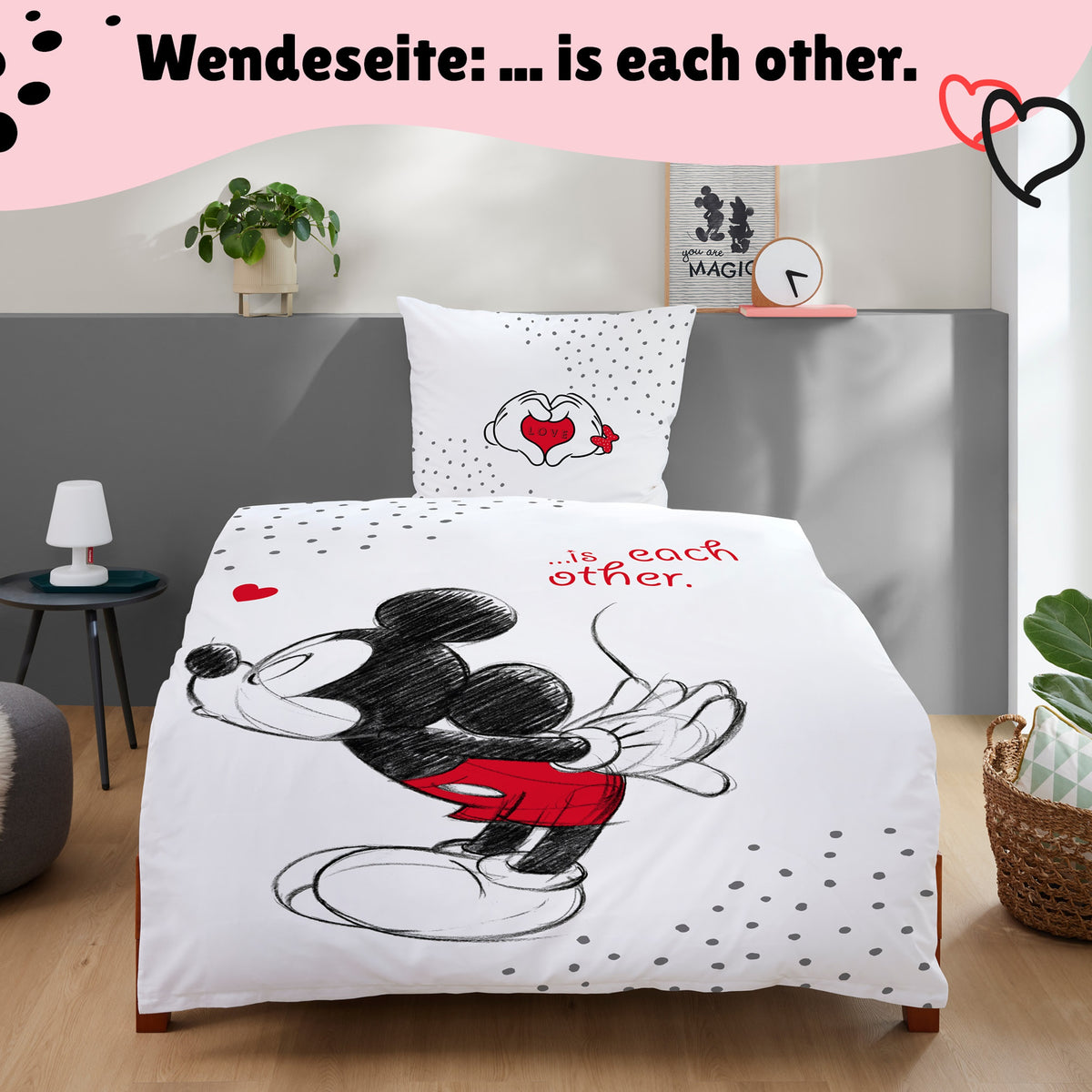Rückseite Partnerbettwäsche mit Minnie