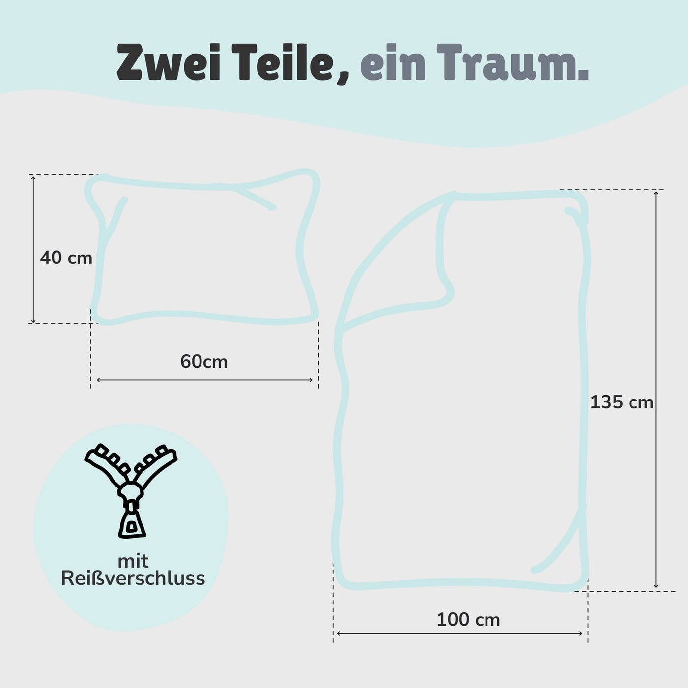 Minnie Mouse Babybettwäsche Set 2-teilig - 100x135 40x60 cm aus 100% Baumwolle mit süßen Tieren - Reißverschluss, Hell, Maschinenwäsche, Öko-Tex