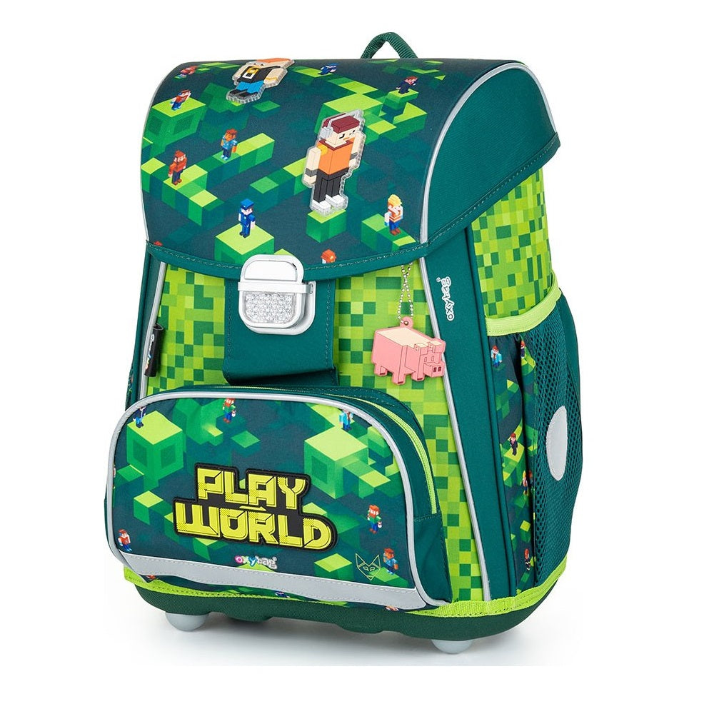 Minecraft Ranzen Gaming Pixel Grün für die Grundschule