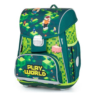 Minecraft Ranzen Gaming Pixel Grün für die Grundschule