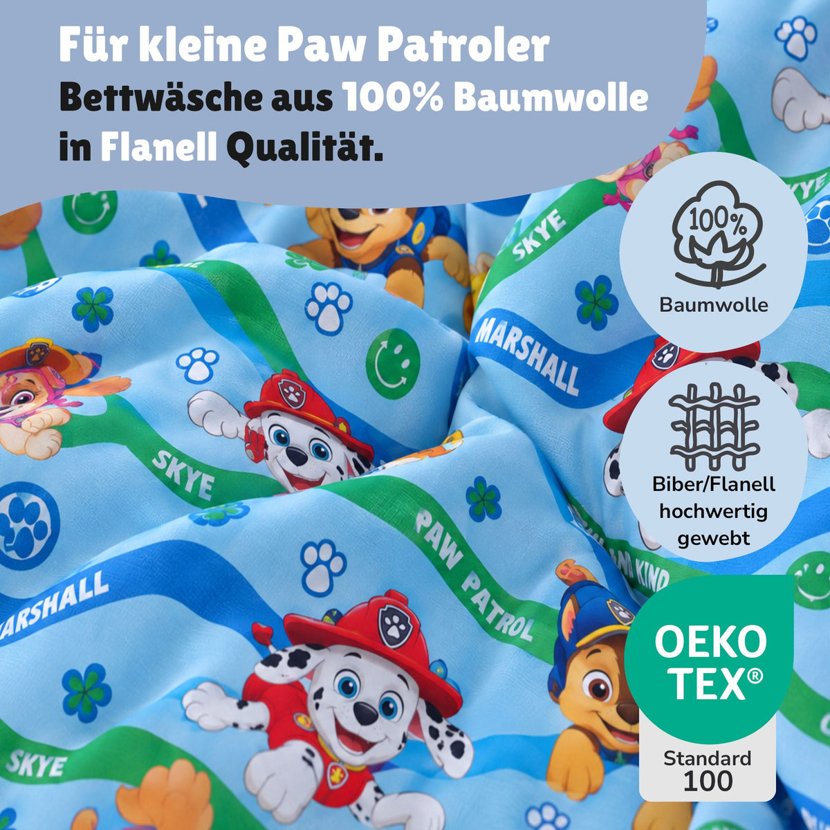 Paw Patrol Winterbettwäsche Biber Flanell 100% Baumwolle warm kuschelig