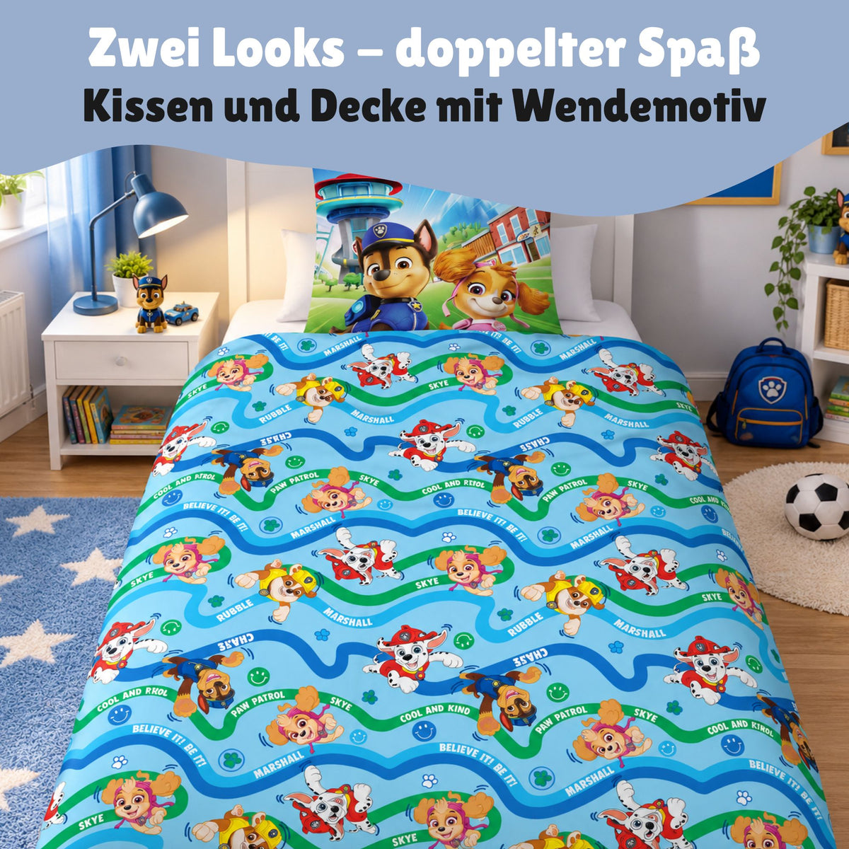 Wendemotiv Paw Patrol Biber Bettwäsche für Jungen und Mädchen