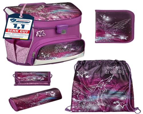 Scooli Campus Fit Schulranzen Set Pegasus, lila - Pferde Schultasche ab 1. Klasse