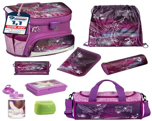 Scooli Campus Fit Schulranzen Set Pegasus, lila - Pferde Schultasche ab 1. Klasse