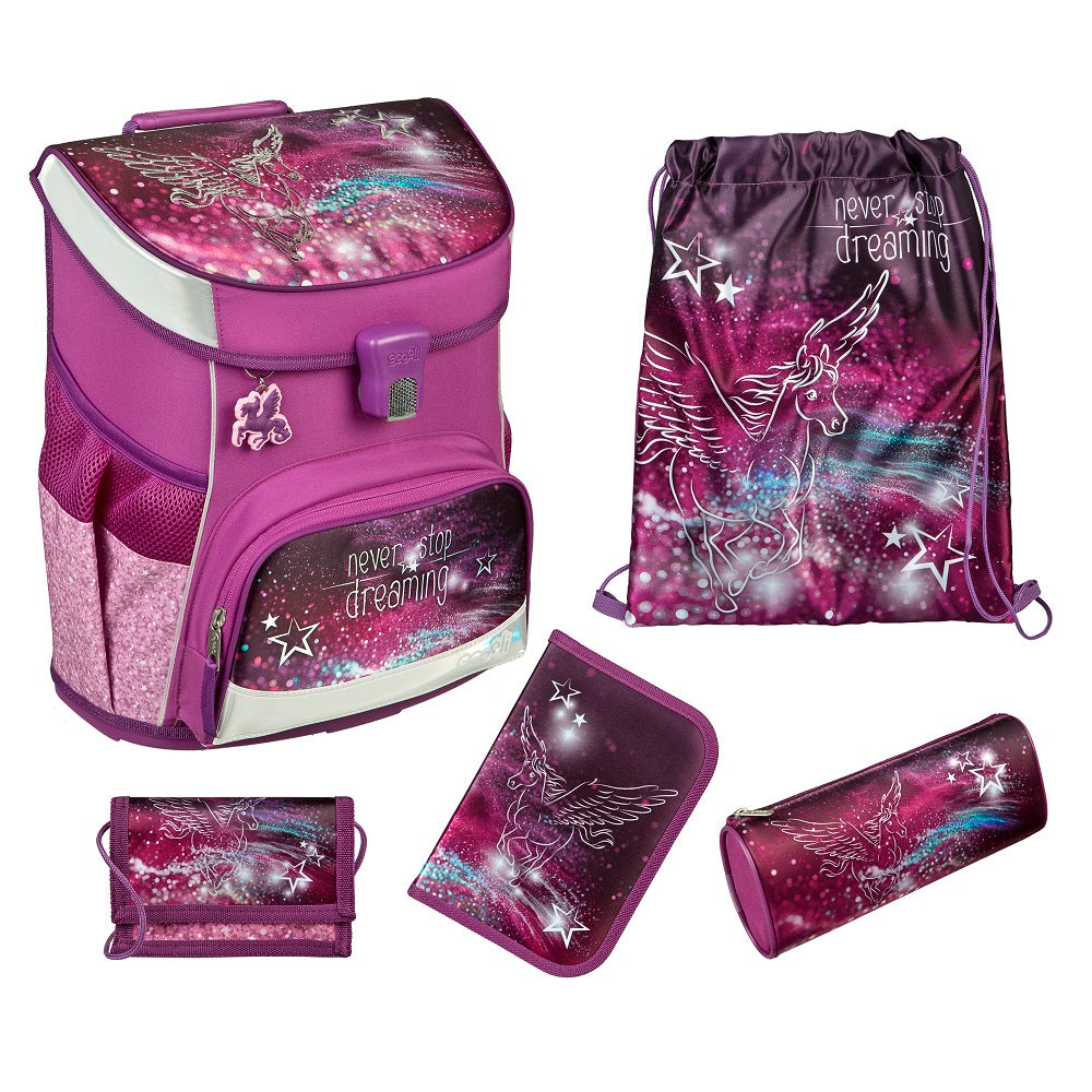 Scooli Schulranzen für Mädchen mit lila Pegasus Motiv 