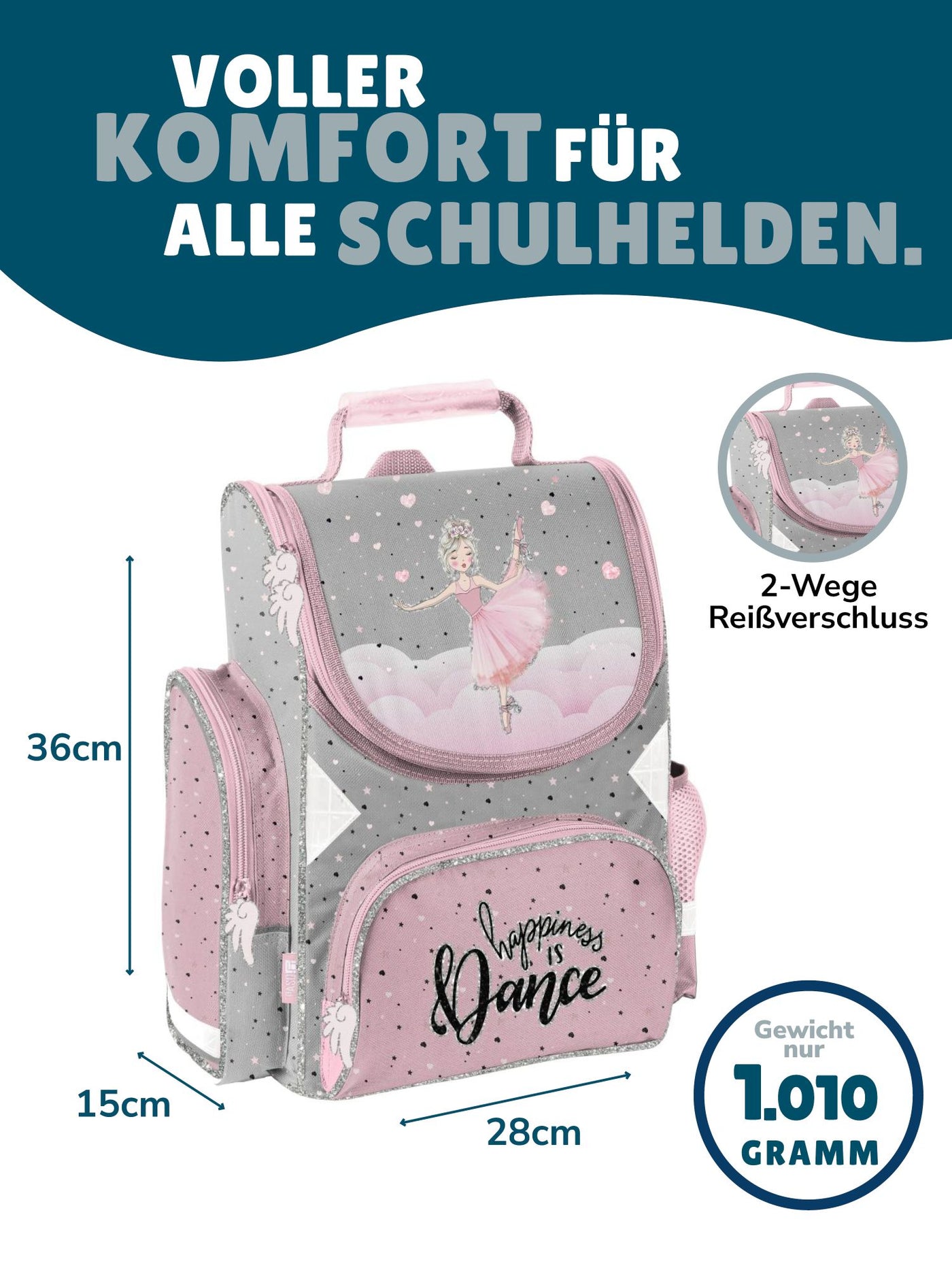 Ballerina Schultasche Vorderansicht