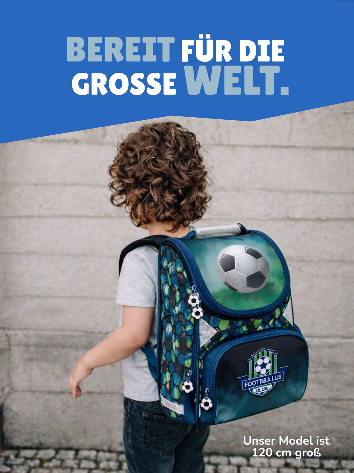 Football Schultasche Seintenansicht Reißverschluss-Tasche