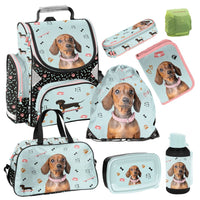 Weenie dog Schulranzen Set 8-teilig mit Federmäppchen und Sporttasche