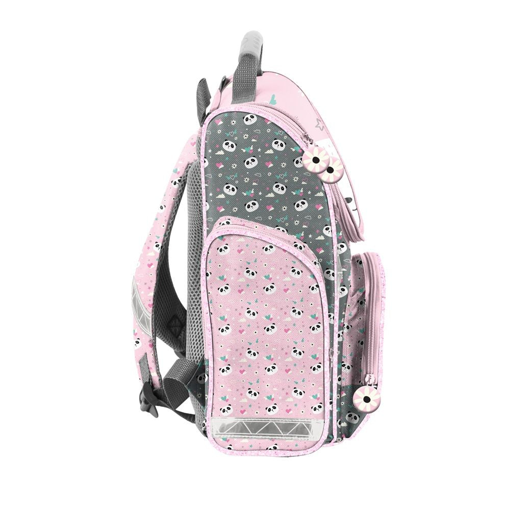 Panda Schultasche Seintenansicht Reißverschluss-Tasche